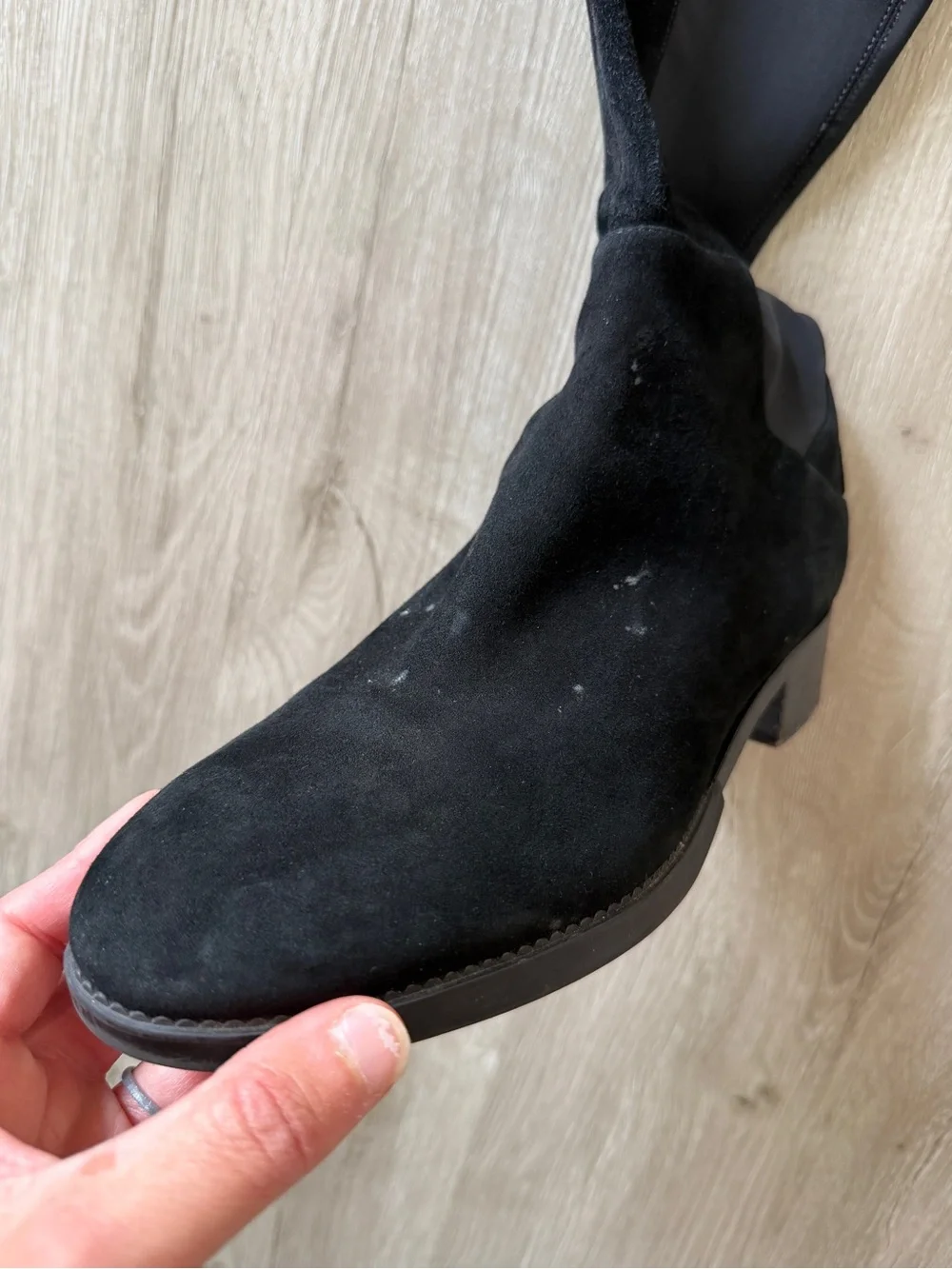 Tory Burch Black Suede Caitlin Over-the-Knee Stretch Boots 7.5 Amputee LEFT ONLY